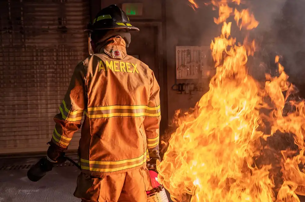 Amerex equipment putting out fire
